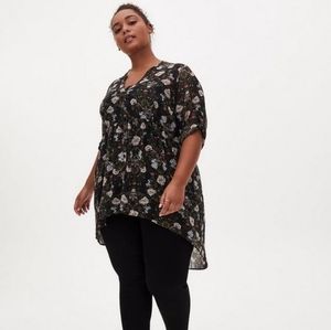 Torrid Outlander Lexie Floral Chiffon Hi-Lo Babydoll Tunic